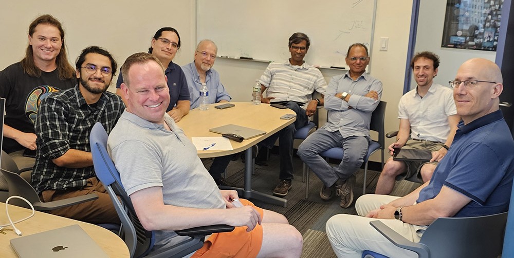 The SCY-QNet NQVL team (right to left): Alex Gaeta (Columbia), John Drogo (Columbia), Himanshu Gupta (Stony Brook), C.R. Ramakrishnan (Stony Brook), Dimitrios Katramatos (BNL), Eden Figueroa (Stony Brook), Sebastian Will (Columbia), Anthony Del Valle (Stony Brook) and Chase Wallace (Stony Brook).